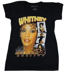 Whitney Houston T-Shirt Black Crew Neck Photo Montage, Size 1X